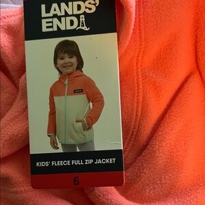 Lands' End Kids' Fleece Jacket - Bright Orange and Cream